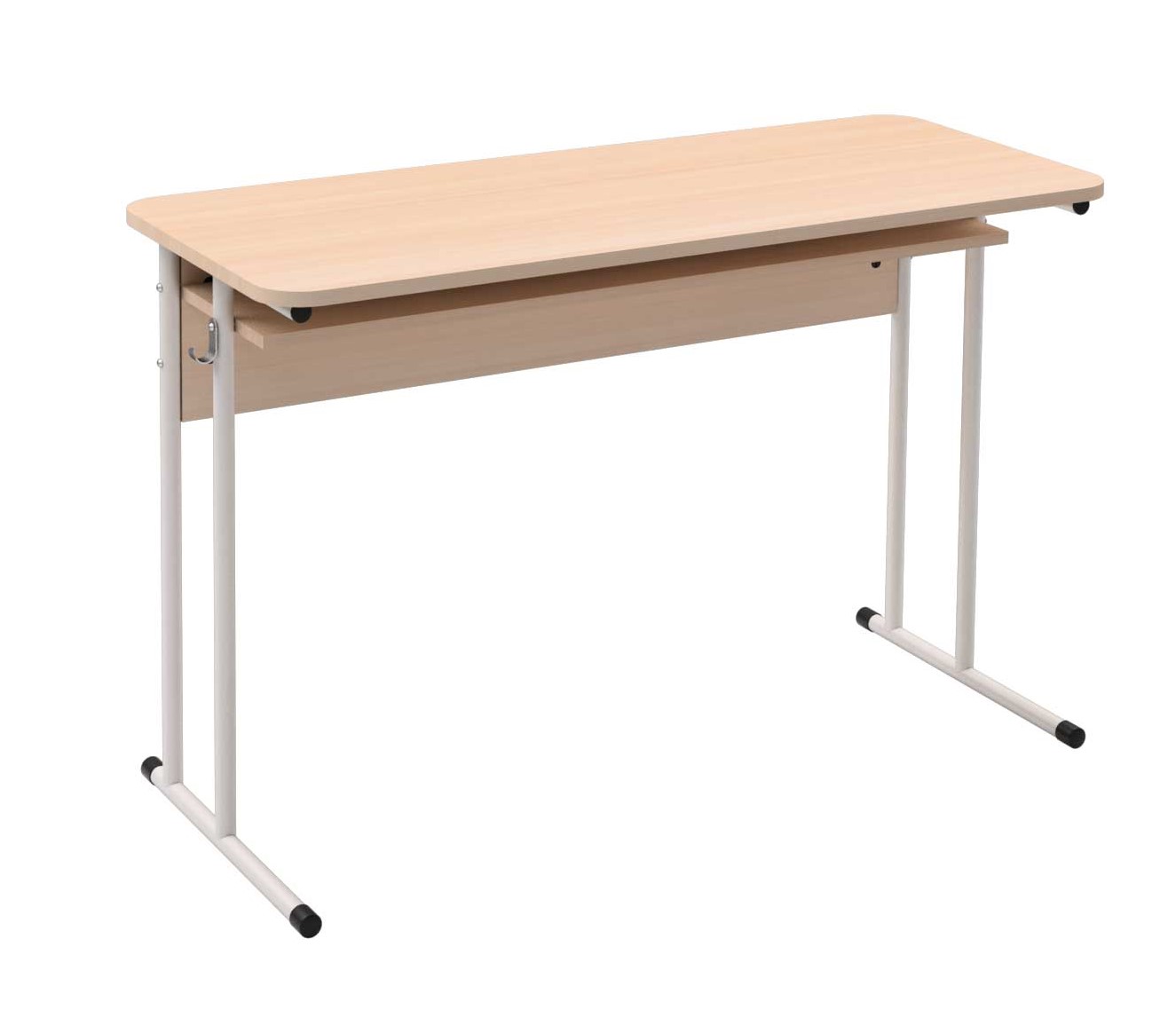 Стіл учнівський 2-місний з полицею, на круглій металевій трубі, ростова група №6, АЛМАНТ, 1200х500х760 мм.